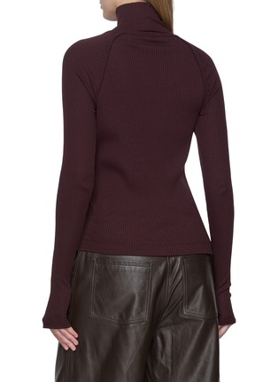 Back View - Click To Enlarge - HELMUT LANG - Shrug Layered Ribbed Turtleneck Cotton Knit Top