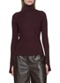 HELMUT LANG Shrug Layered Ribbed Turtleneck Cotton Knit Top