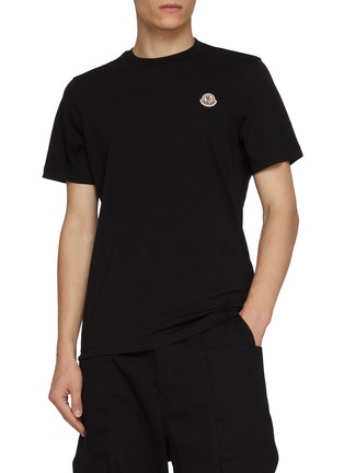 Figure View - Click To Enlarge - MONCLER - Logo Badge Cotton T-Shirt — Set Of 3