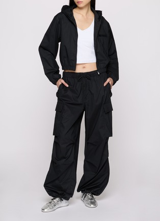 Back View - Click To Enlarge - SKIMS - Woven Cotton Cropped Zip Up Jacket