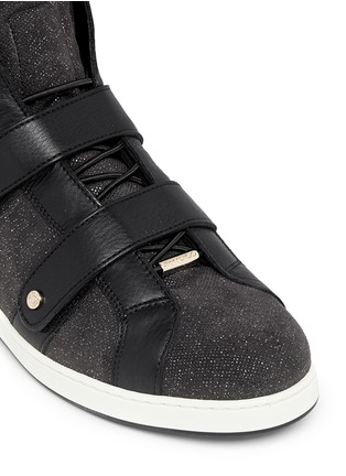 Detail View - Click To Enlarge - JIMMY CHOO - 'Yazz' metallic pixelated leather sneakers