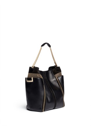 Figure View - Click To Enlarge - JIMMY CHOO - 'Anna' stud suede leather hobo bag