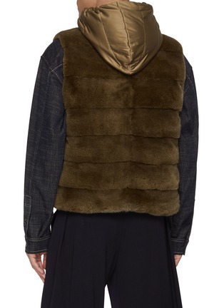 Back View - Click To Enlarge - KRUF - Hooded Reversible Mink Fur Padder Vest