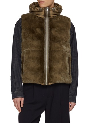 Main View - Click To Enlarge - KRUF - Hooded Reversible Mink Fur Padder Vest