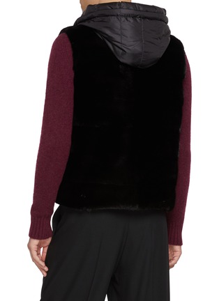 Back View - Click To Enlarge - KRUF - Hooded Reversible MInk Fur Puffer Vest