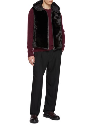 Figure View - Click To Enlarge - KRUF - Hooded Reversible MInk Fur Puffer Vest