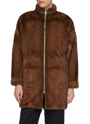 Main View - Click To Enlarge - KRUF - Reversible Mink Fur Long Coat