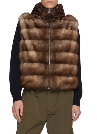 Main View - Click To Enlarge - KRUF - Reversible Hooded Sable Fur Vest
