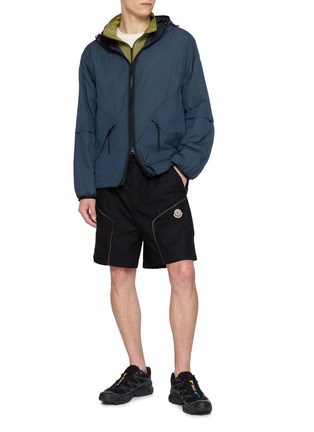Figure View - Click To Enlarge - MONCLER - Elasticated Waistband Contrast Stitch Shorts