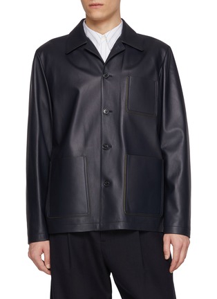 Main View - Click To Enlarge - VALSTAR - Luke Patch Pocket Lined Work Leather Jacket