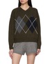 CLOVE Logo Embroidered Argyle Knit Sweater
