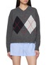 CLOVE Logo Embroidered Argyle Knit Sweater