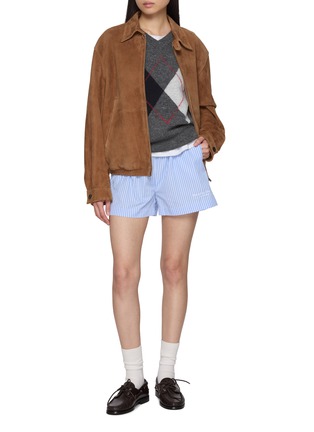 Figure View - Click To Enlarge - CLOVE - Logo Embroidered Argyle Knit Sweater