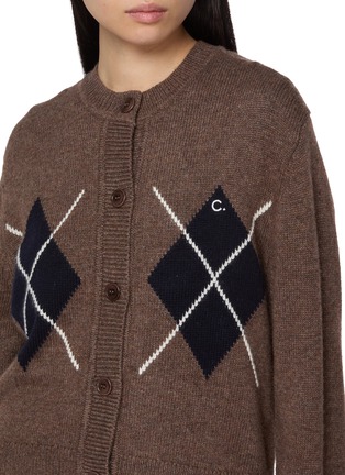  - CLOVE - Logo Embroidered Argyle Knit Cardigan