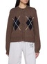 CLOVE Logo Embroidered Argyle Knit Cardigan