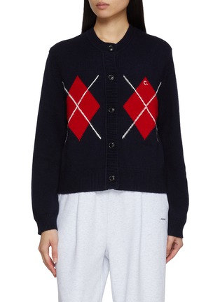 Main View - Click To Enlarge - CLOVE - Argyle Wool Cashmere Blend Knit Cardigan
