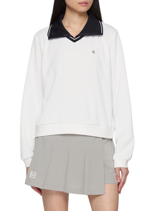 Main View - Click To Enlarge - CLOVE - Logo Embroidered Layered Collar T-shirt