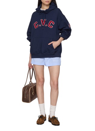 Figure View - Click To Enlarge - CLOVE - Chenille Embroidered Varsity Circle Hoodie