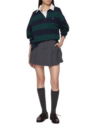 Figure View - Click To Enlarge - CLOVE - Logo Embroidered Striped Rugby Shirt