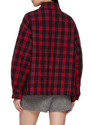 Back View - Click To Enlarge - CLOVE - Logo Embroidered Checked Shirt Jacket