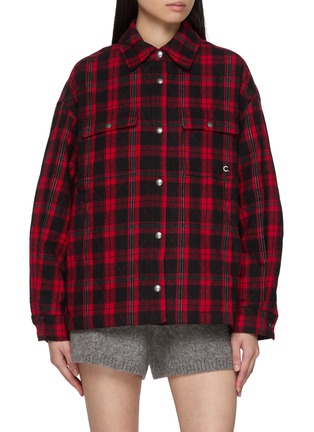 Main View - Click To Enlarge - CLOVE - Logo Embroidered Checked Shirt Jacket