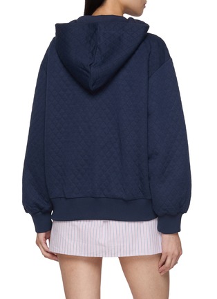 Back View - Click To Enlarge - CLOVE - Logo Embroidered Quilted Zip Up Hoodie