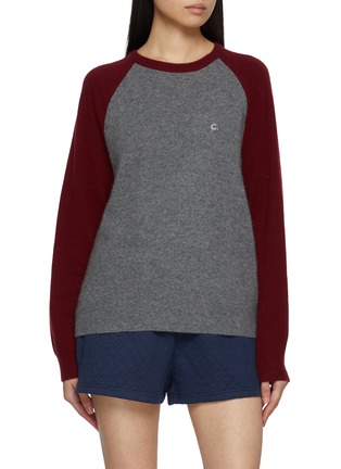 Main View - Click To Enlarge - CLOVE - Colourblock Raglan Sleeve Wool Cashmere Blend Knit Top