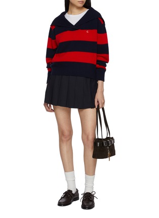 Figure View - Click To Enlarge - CLOVE - Striped Sailor Collar Cashmere Wool Knit Sweater