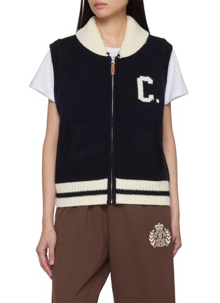 Main View - Click To Enlarge - CLOVE - Jacquard Logo Ribbed Knit Vest
