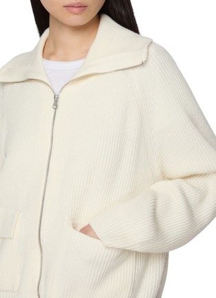  - CLOVE - Logo Embroidered Ribbed Knit Cardigan