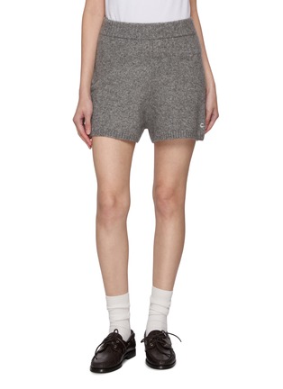 Main View - Click To Enlarge - CLOVE - Logo Embroidered Wool Knit Shorts
