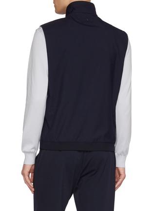 Back View - Click To Enlarge - PAUL & SHARK - Stand Collar Loro Piana Green Storm Wool Silk Vest