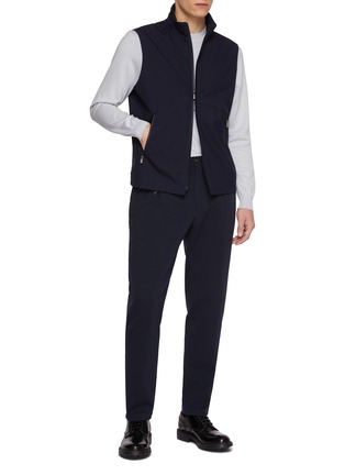 Figure View - Click To Enlarge - PAUL & SHARK - Stand Collar Loro Piana Green Storm Wool Silk Vest