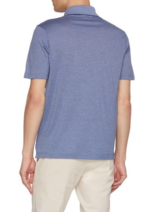 Back View - Click To Enlarge - PAUL & SHARK - Half Zip Cotton Silk Polo Shirt