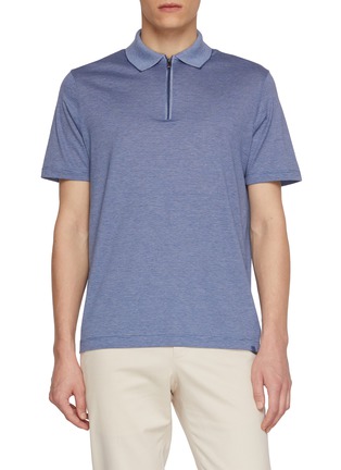 Main View - Click To Enlarge - PAUL & SHARK - Half Zip Cotton Silk Polo Shirt