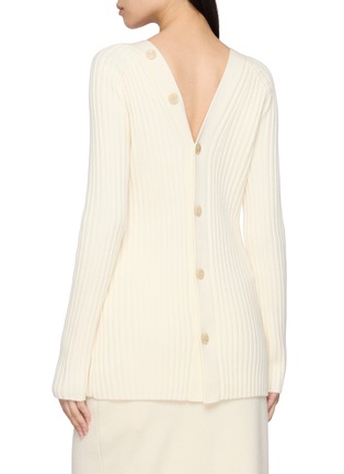 Back View - Click To Enlarge - THEORY - Long Sleeve Open Back Wool Knit Cardigan