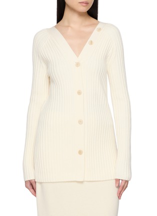 Main View - Click To Enlarge - THEORY - Long Sleeve Open Back Wool Knit Cardigan