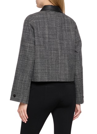 Back View - Click To Enlarge - THEORY - Curve Sleeve Leather Collar Wool Blend Jacket