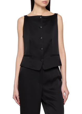 Main View - Click To Enlarge - THEORY - Boat Neck Satin Gilet