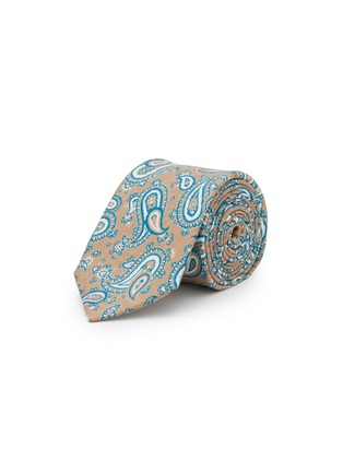 Main View - Click To Enlarge - STEFANOBIGI MILANO - Large Paisley Printed Silk Linen Tie