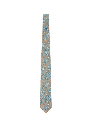 Figure View - Click To Enlarge - STEFANOBIGI MILANO - Large Paisley Printed Silk Linen Tie