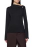 THEORY Long Sleeve Slash Neck Twist Cotton Top