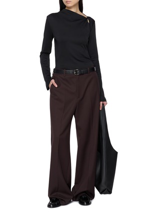 Figure View - Click To Enlarge - THEORY - Long Sleeve Slash Neck Twist Cotton Top