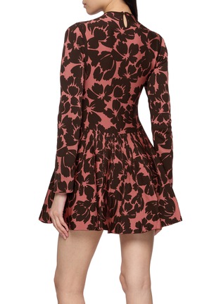 Back View - Click To Enlarge - PEPA POMBO - Floral Long Sleeve Knit Mini Dress