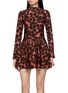 PEPA POMBO Floral Long Sleeve Knit Mini Dress