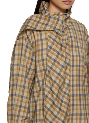  - EDITION - Draped Neck Check Wool Blouse