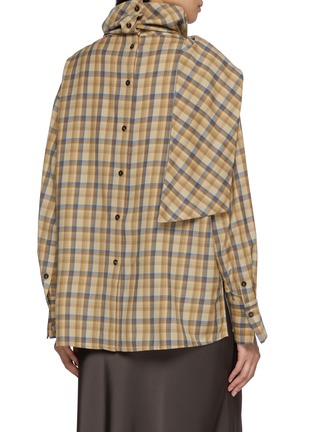 Back View - Click To Enlarge - EDITION - Draped Neck Check Wool Blouse