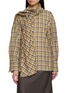 EDITION Draped Neck Check Wool Blouse
