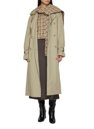 Figure View - Click To Enlarge - EDITION - Draped Neck Check Wool Blouse