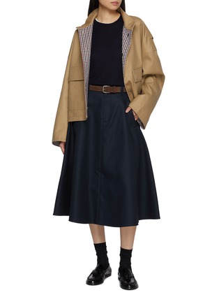 Figure View - Click To Enlarge - EDITION - Circular Dark Wash Denim Midi Skirt